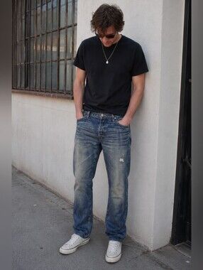 PRPS Men's Distressed Jeans 31x31.5 Made in Japan Premium Button Fly Denim